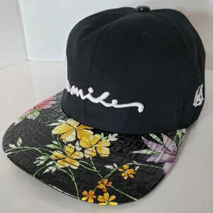 100 Miles HM Black Floral  Womans Snapback Hat .